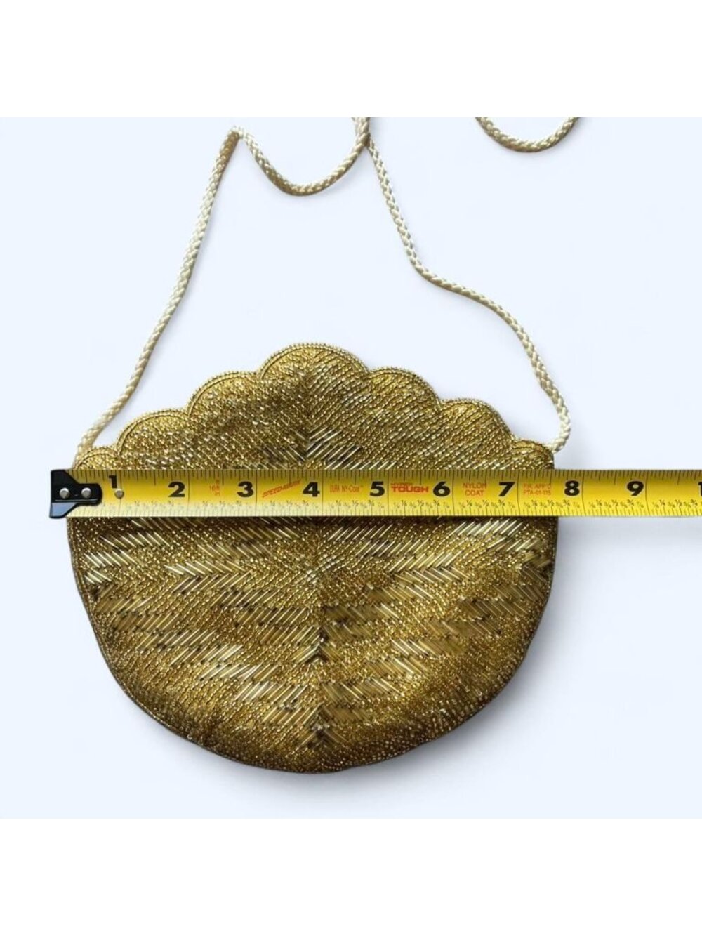 Vintage 60s Style Magid Gold Beaded Scalloped Evening Bag Dainty Demure Elegant - Picture 6 of 7